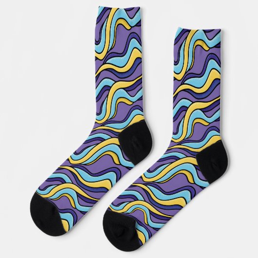 Farbenfrohe Retro Moderne Waves Crazy Funky Socken (Linkes Detail)