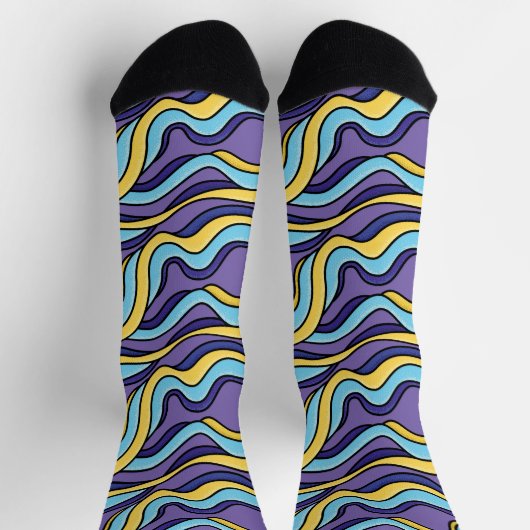 Farbenfrohe Retro Moderne Waves Crazy Funky Socken (Oben)