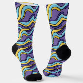 Farbenfrohe Retro Moderne Waves Crazy Funky Socken (Gewinkelt)