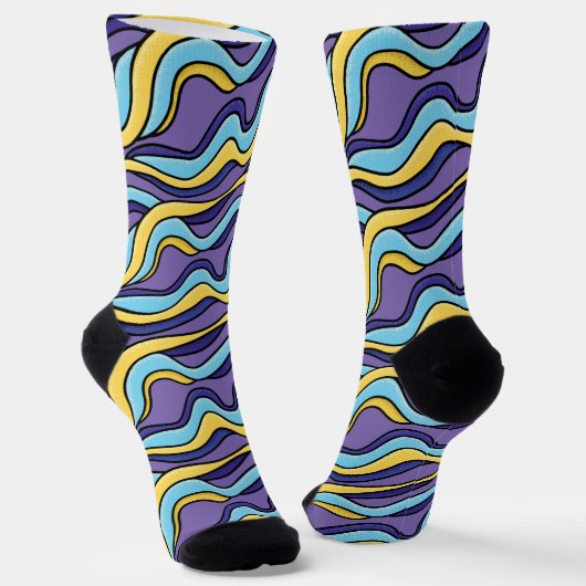 Farbenfrohe Retro Moderne Waves Crazy Funky Socken (Gewinkelt)