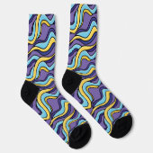 Farbenfrohe Retro Moderne Waves Crazy Funky Socken (Rechts)