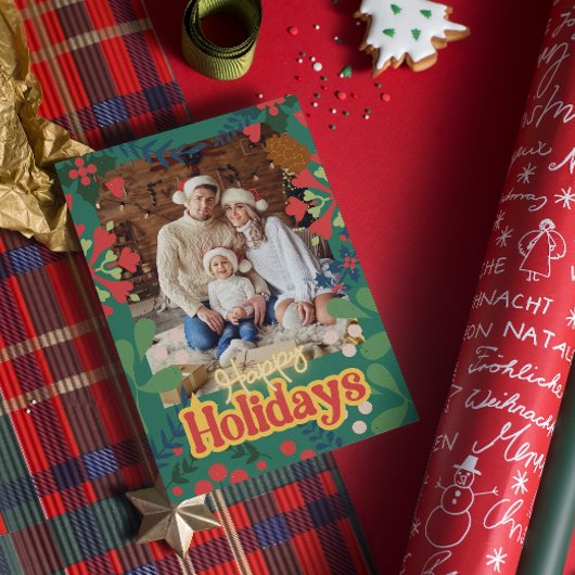 Farbenfrohe Retro moderne Weihnachtskarte Einladung