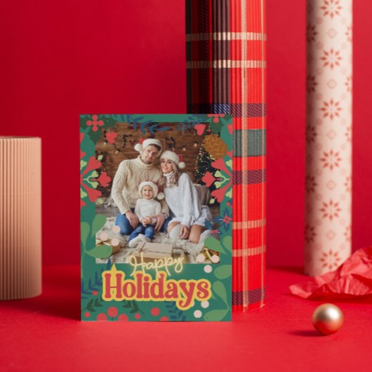 Farbenfrohe Retro moderne Weihnachtskarte Einladung