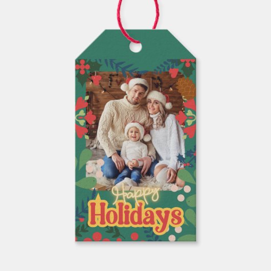 Farbenfrohe Retro moderne Weihnachtskarte Geschenkanhänger (Vorderseite)