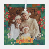 Farbenfrohe Retro moderne Weihnachtskarte Ornament Aus Glas (Rückseite)