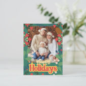 Farbenfrohe Retro moderne Weihnachtskarte Postkarte (Stehend Vorderseite)