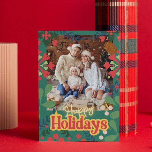 Farbenfrohe Retro moderne Weihnachtskarte Postkarte