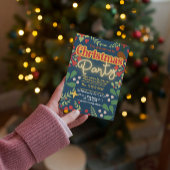 Farbenfrohe Retro moderne Weihnachtszeit botanisch Einladung