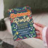 Farbenfrohe Retro moderne Weihnachtszeit botanisch Einladung