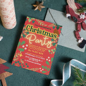 Farbenfrohe Retro moderne Weihnachtszeit botanisch Einladung