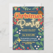 Farbenfrohe Retro moderne Weihnachtszeit botanisch Einladung (Vorderseite)