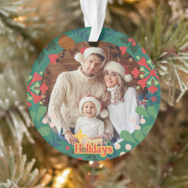 Farbenfrohe Retro moderne Weihnachtszeit botanisch Ornament