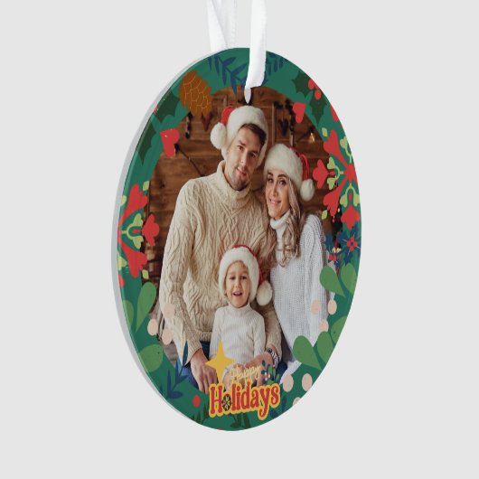 Farbenfrohe Retro moderne Weihnachtszeit botanisch Ornament (Vorderseite)