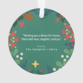 Farbenfrohe Retro moderne Weihnachtszeit botanisch Ornament (Rückseite)