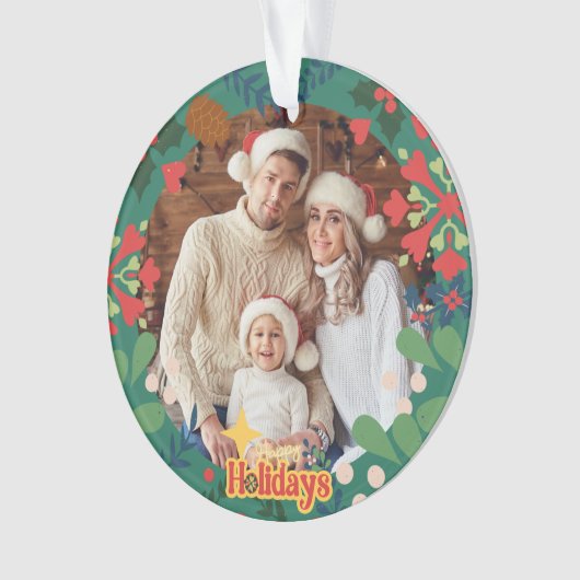 Farbenfrohe Retro moderne Weihnachtszeit botanisch Ornament (Vorderseite)