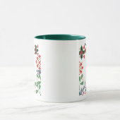 Farbenfrohe Retro moderne Weihnachtszeit botanisch Tasse (Zentrum)