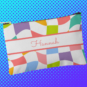 Farbenfrohe Retro Modernes Prüfmuster Zubehörtasche