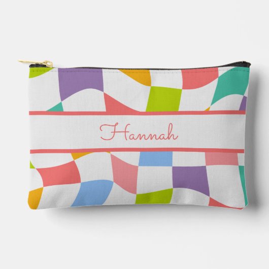 Farbenfrohe Retro Modernes Prüfmuster Zubehörtasche (Vorderseite)