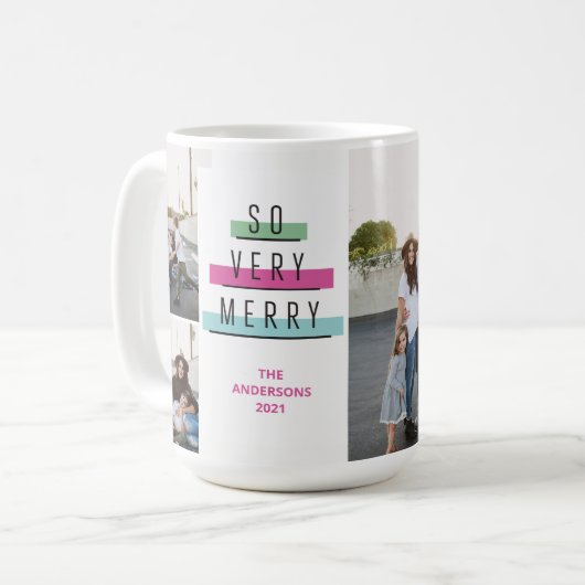 Farbenfrohe Retro Multi Foto Foto Tasse (Vorderseite Links)