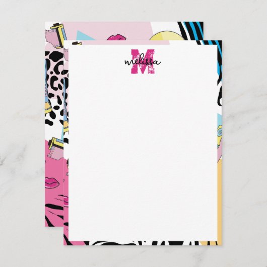 Farbenfrohe Retro-Muster der 1990er Jahre Mitteilungskarte (Vorne/Hinten)