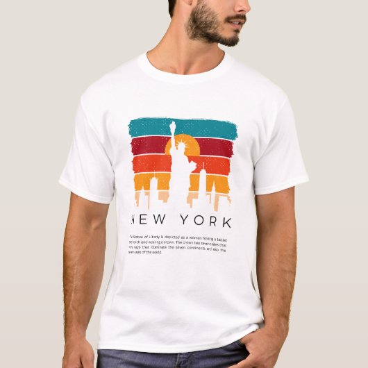 Farbenfrohe Retro New York T-Shirt (Vorderseite)