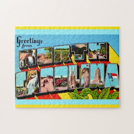 Farbenfrohe Retro North Carolina Puzzle (Horizontal)