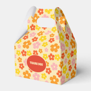 Farbenfrohe Retro Orange Boho Blume 50. Geburtstag Geschenkschachtel