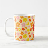 Farbenfrohe Retro Orange Boho Blume Happy Birthday Kaffeetasse (Links)