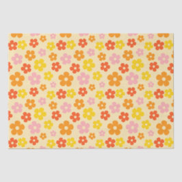 Farbenfrohe Retro Orange Boho Blume Happy Birthday Seidenpapier