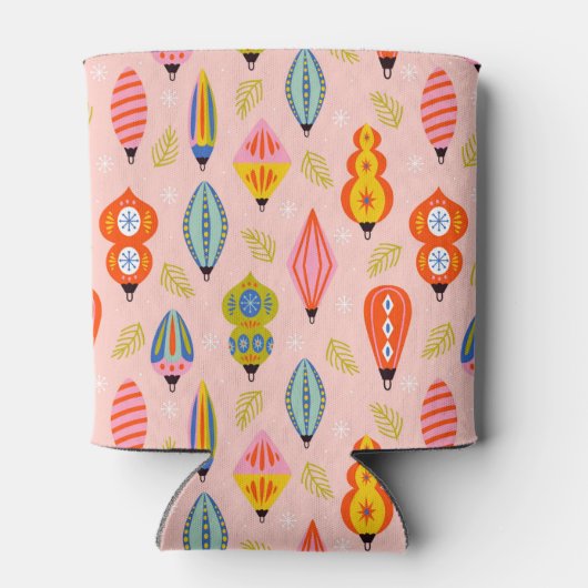 Farbenfrohe Retro-Ornamente Weihnachtsmuster Dosenkühler (Rückseite)