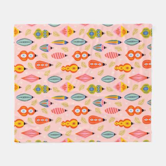 Farbenfrohe Retro-Ornamente Weihnachtsmuster Fleecedecke (Vorderseite (Horizontal))