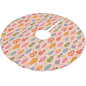 Farbenfrohe Retro-Ornamente Weihnachtsmuster Polyester Weihnachtsbaumdecke (Schrägansicht)