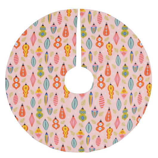 Farbenfrohe Retro-Ornamente Weihnachtsmuster Polyester Weihnachtsbaumdecke (Vorderseite)