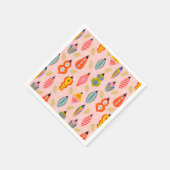 Farbenfrohe Retro-Ornamente Weihnachtsmuster Serviette (Ecke)