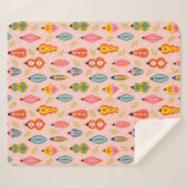Farbenfrohe Retro-Ornamente Weihnachtsmuster Sherpadecke (Vorderseite (Horizontal))