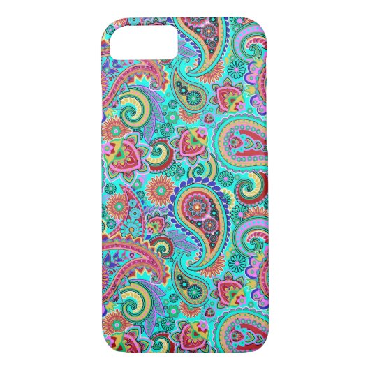 Farbenfrohe Retro Paisley 2 Case-Mate iPhone Hülle (Rückseite)