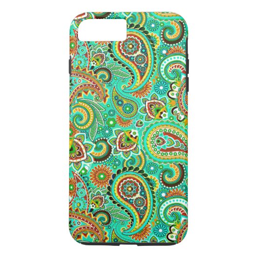 Farbenfrohe Retro Paisley 2a Case-Mate iPhone Hülle (Rückseite)
