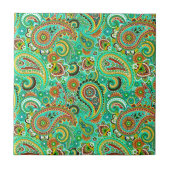 Farbenfrohe Retro Paisley 2a Fliese (Vorderseite)