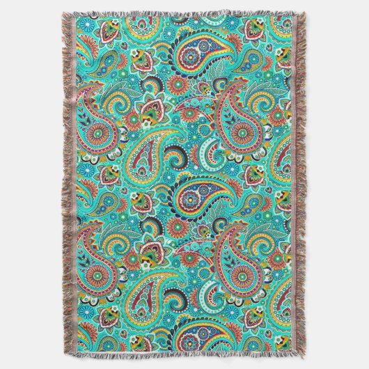 Farbenfrohe Retro Paisley Decke (Vorderseite Vertikal)