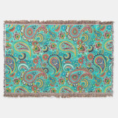 Farbenfrohe Retro Paisley Decke (Vorderseite)