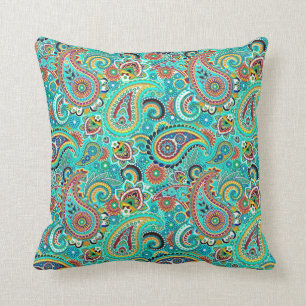 Farbenfrohe Retro Paisley Kissen