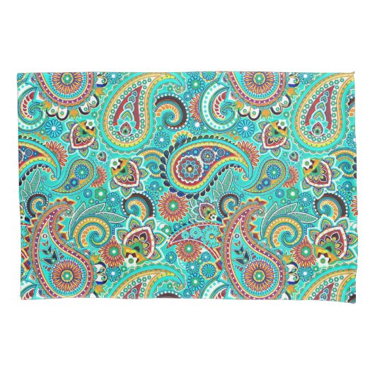 Farbenfrohe Retro Paisley Kissenbezug (Vorderseite)