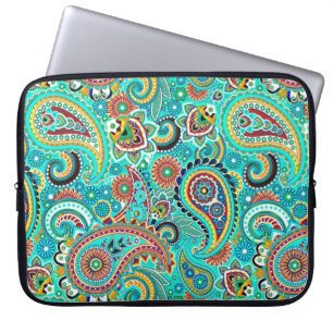 Farbenfrohe Retro Paisley Laptopschutzhülle