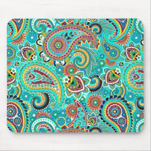 Farbenfrohe Retro Paisley Mousepad