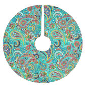 Farbenfrohe Retro Paisley Polyester Weihnachtsbaumdecke (Vorderseite)