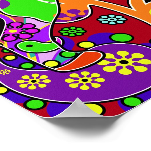 Farbenfrohe Retro Paisley Pop Poster (Ecke)