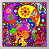Farbenfrohe Retro Paisley Pop Poster (Vorne)