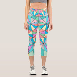 Farbenfrohe Retro Pastel Mosaic Triangle Star Patt Capri Leggings