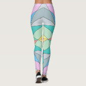 Farbenfrohe Retro Pastel Mosaic Triangle Star Patt Leggings (Rückseite)