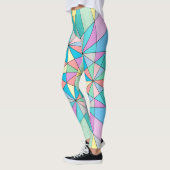 Farbenfrohe Retro Pastel Mosaic Triangle Star Patt Leggings (Links)
